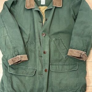 L.L. Bean Olive Green Barn Jacket with Tan Accents Womens 1X